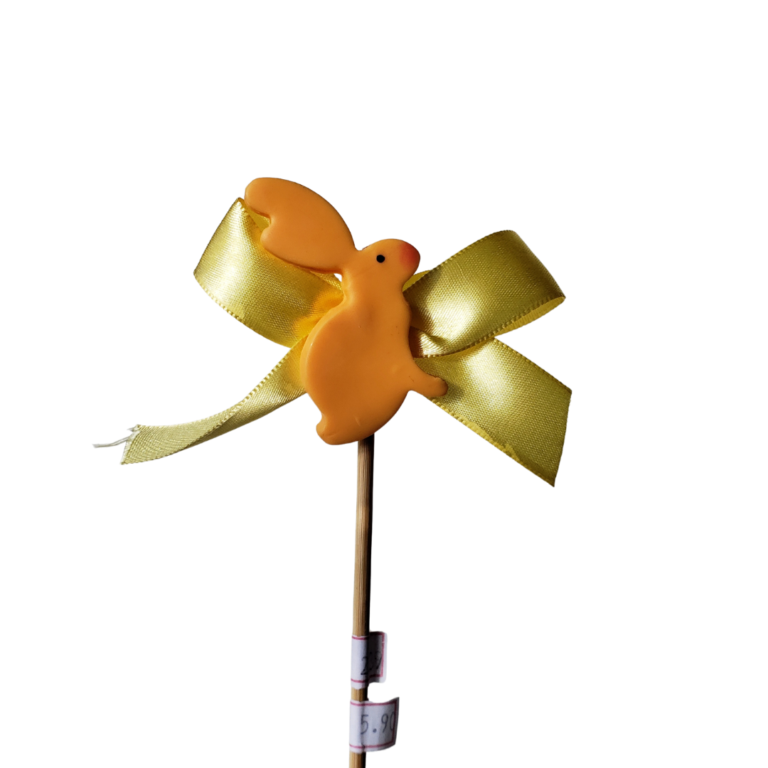 Pick Páscoa Coelho Com Laço Laranja/Amarelo