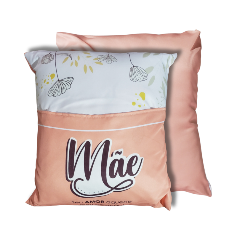 Almofada "Mãe Seu Amor Aquece Meu Coração" (Dia das Mães)