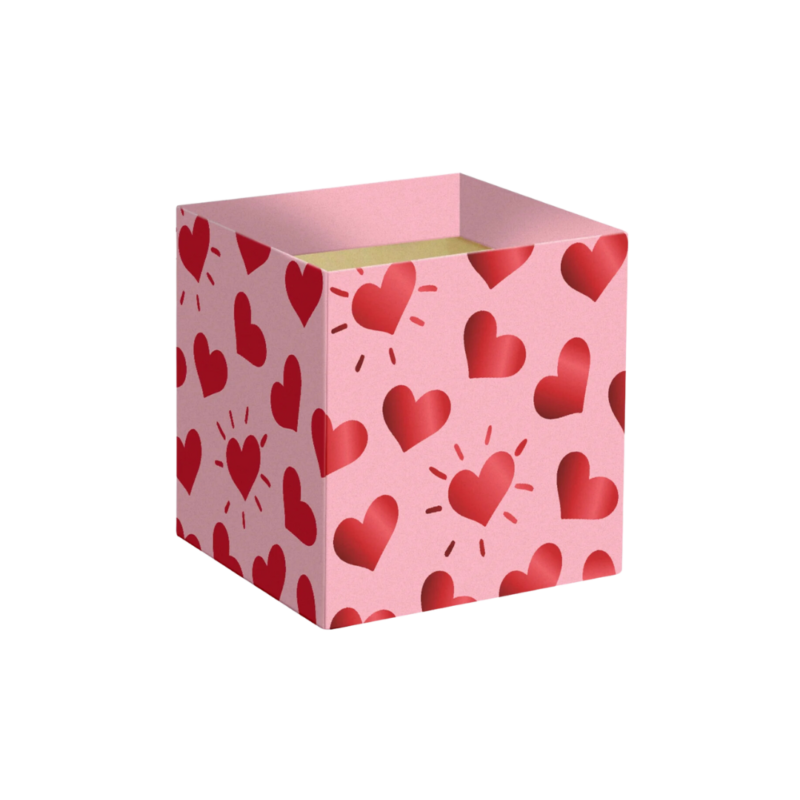 Cachepot Quadrado Você e Eu C/Hot Stamping Pote 15 Rosa/Vermelho (Dia Das Mães)