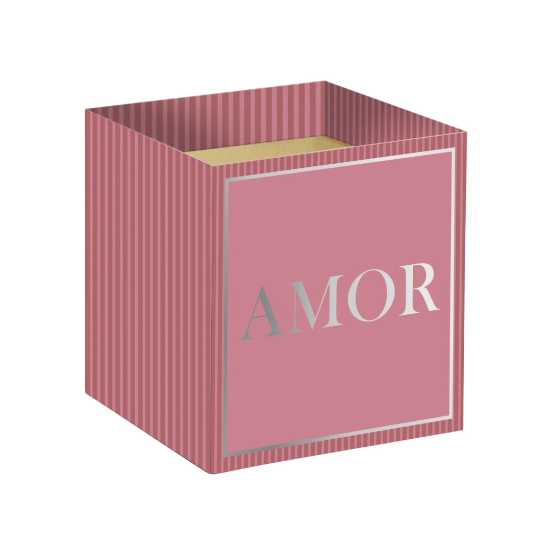 Cachepot Quadrado C/Hot Stamping Harmonia Pote 15 Rose/Prata (Dia Das Mães)
