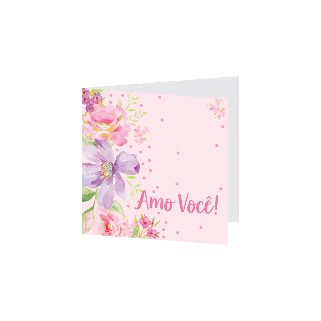 Cartão Flora 09x09cm Rosa (Dia Das Mães)