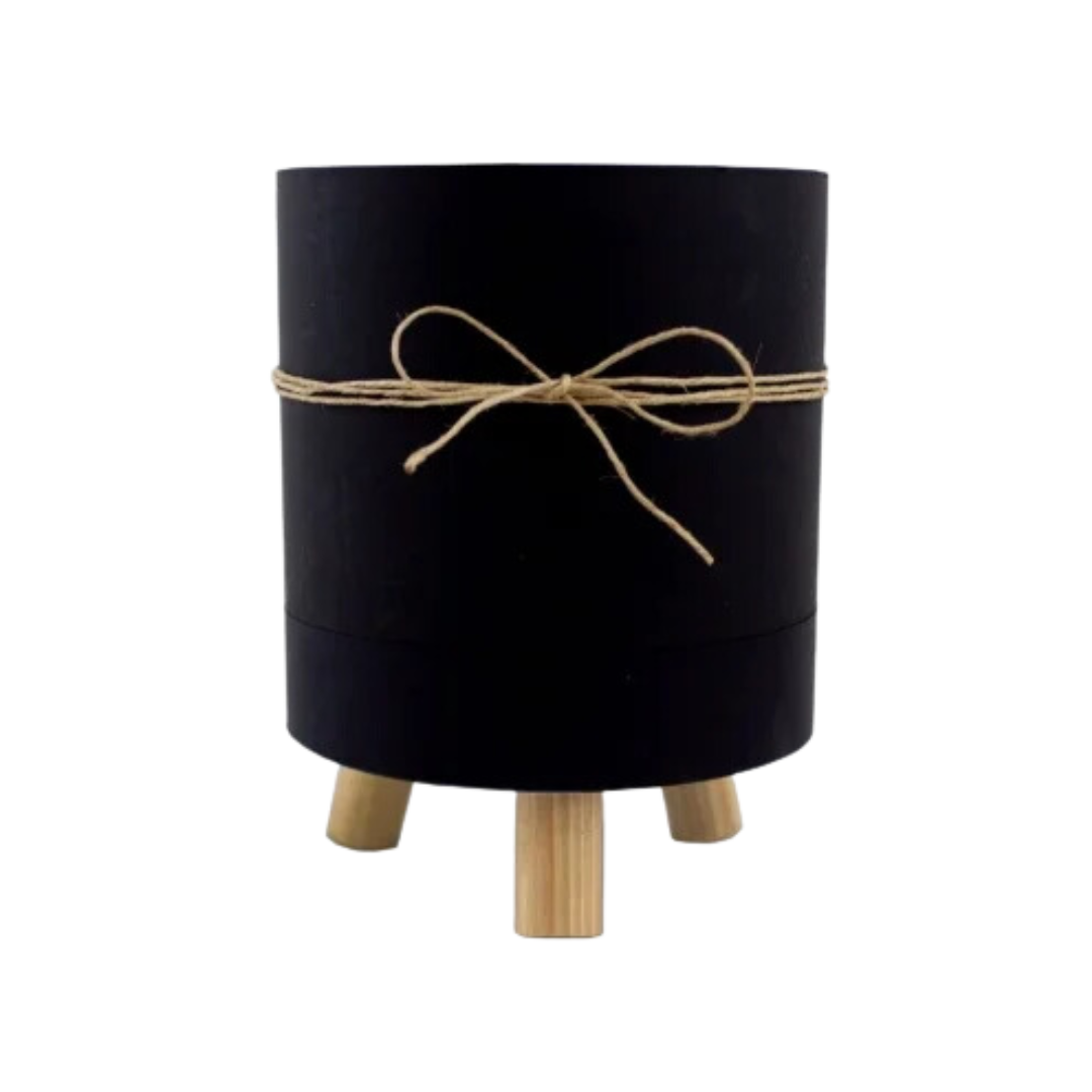 Cachepot Acrílico Plie C/Pés De Madeira E Rami Preto
