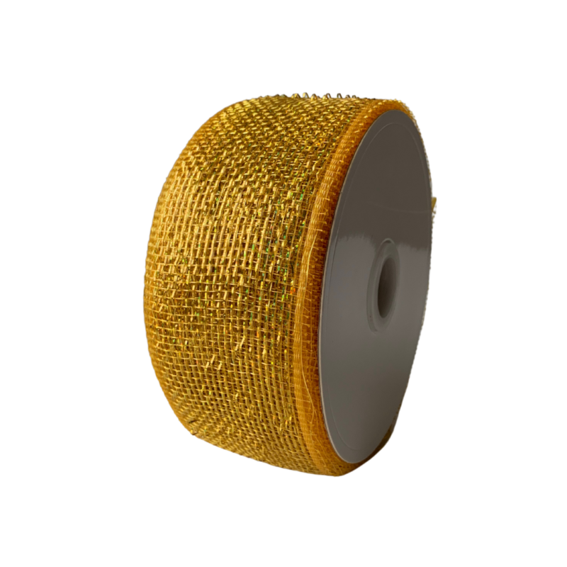 Fita Decorada Tela Metal Ouro