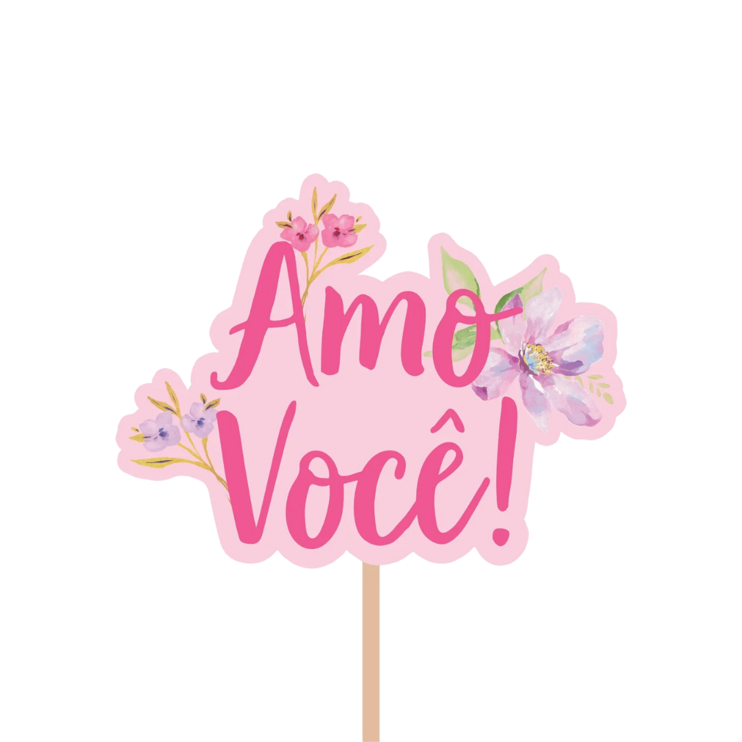 Pick MDF Flora Amor Rosa (Dia Das Mães)