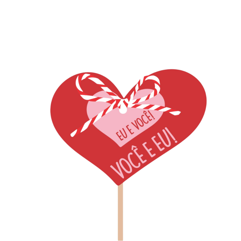 Pick MDF Você e Eu 60mmx80mm Vermelho/Rosa (Dia Das Mães)
