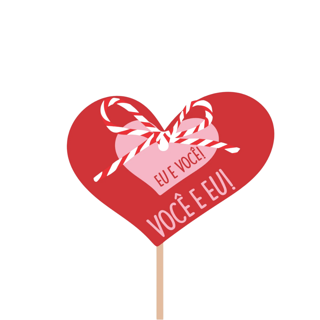Pick MDF Você e Eu 60mmx80mm Vermelho/Rosa (Dia Das Mães)