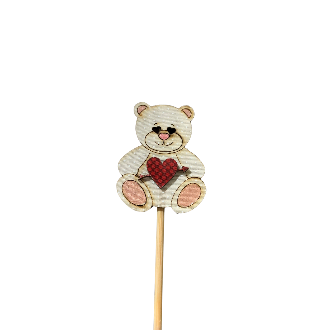 Pick Urso Coração Xadrez Vermelho