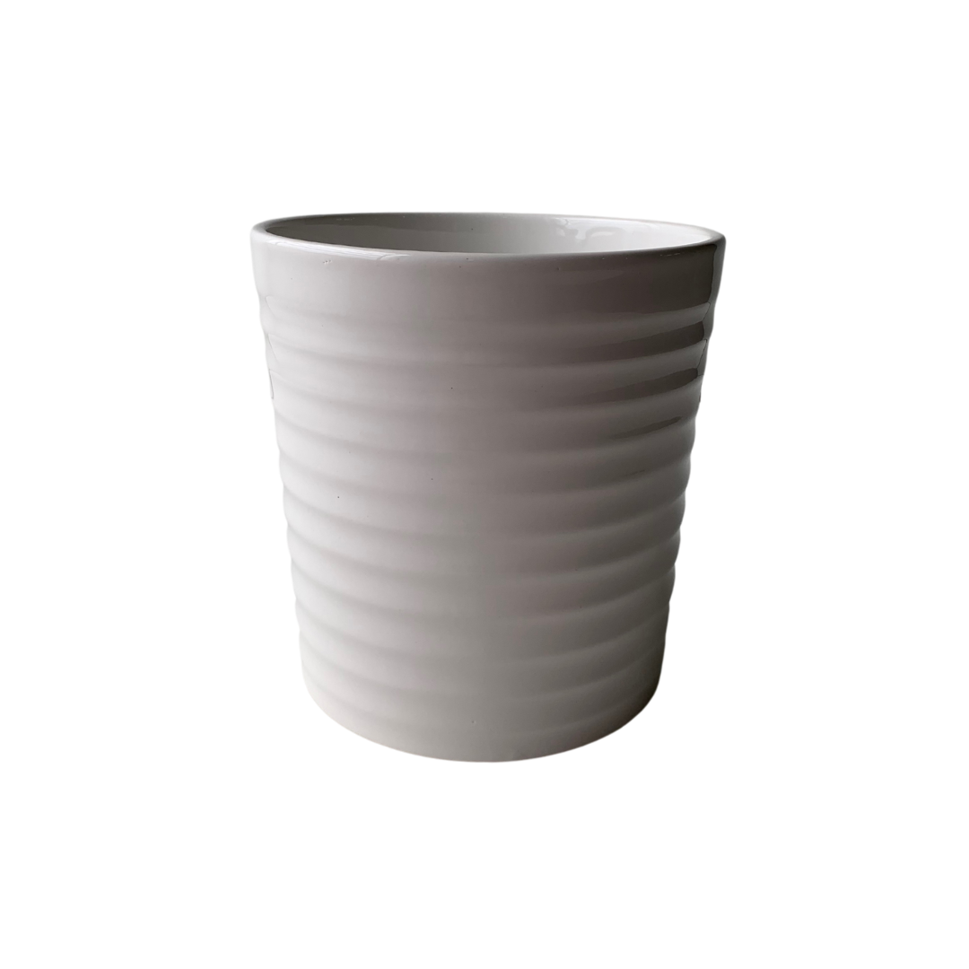 Vaso Cerâmica Brilhante Branco Pote 15