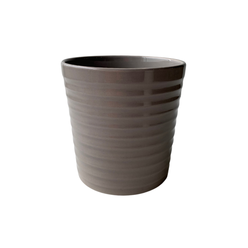 Vaso Cerâmica Brilhante Cinza Pote 15