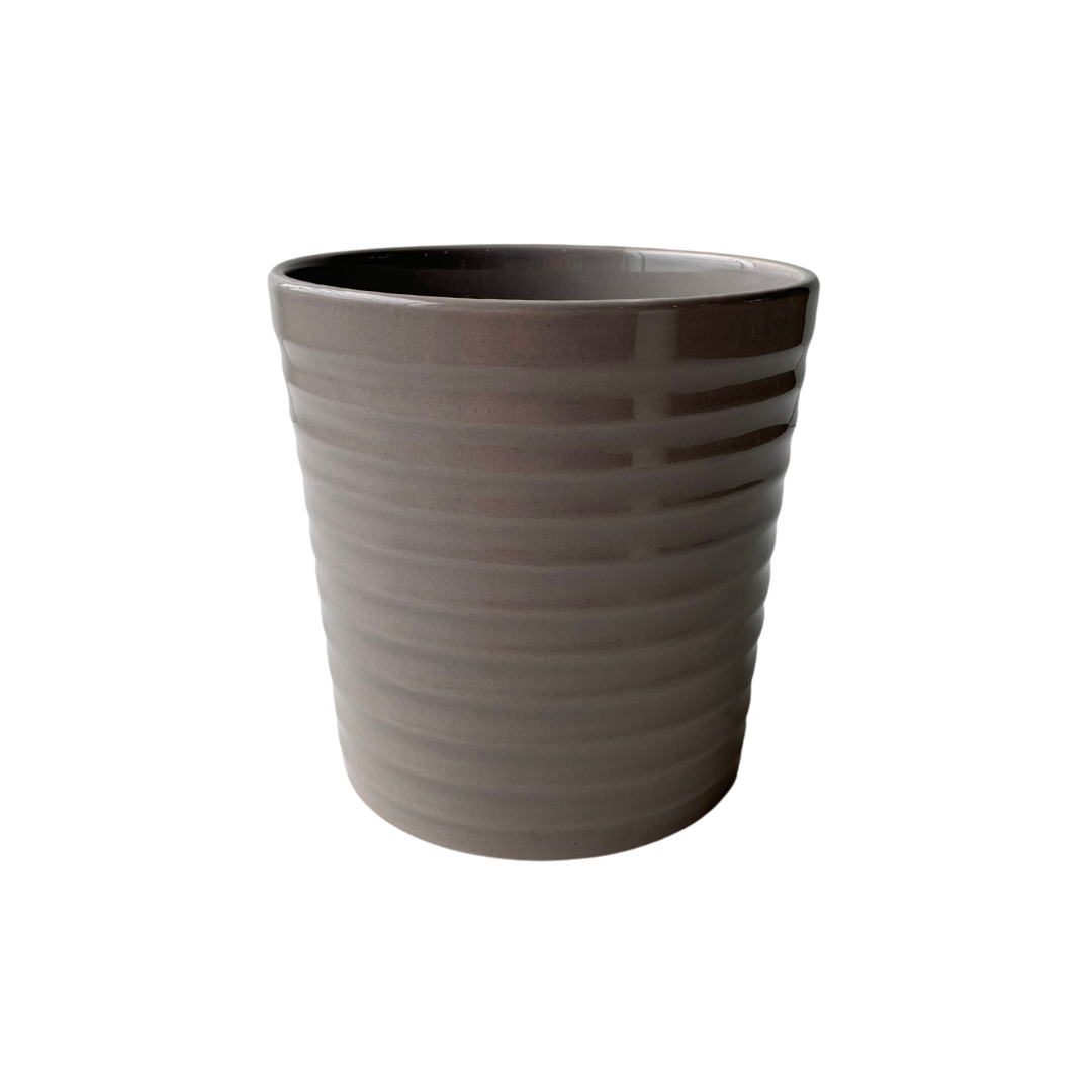 Vaso Cerâmica Brilhante Cinza Pote 15