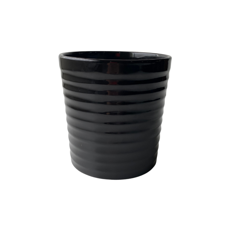 Vaso Cerâmica Brilhante Preto Pote 15