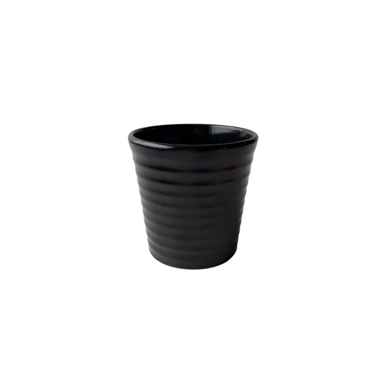 Vaso Cerâmica Brilhante Preto Pote 11
