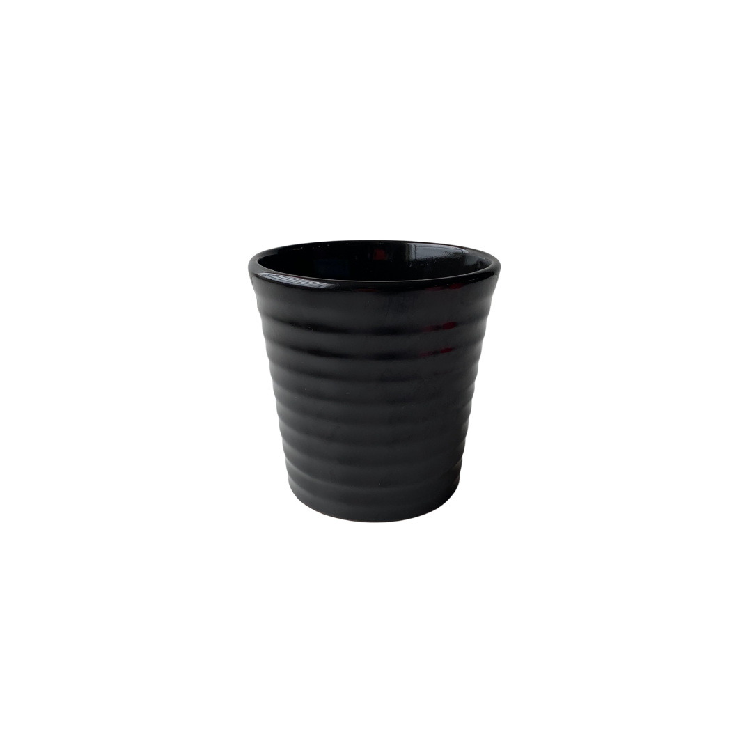 Vaso Cerâmica Brilhante Preto Pote 11