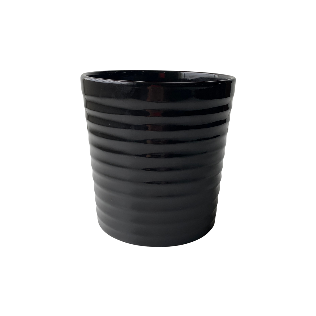 Vaso Cerâmica Brilhante Preto Pote 15